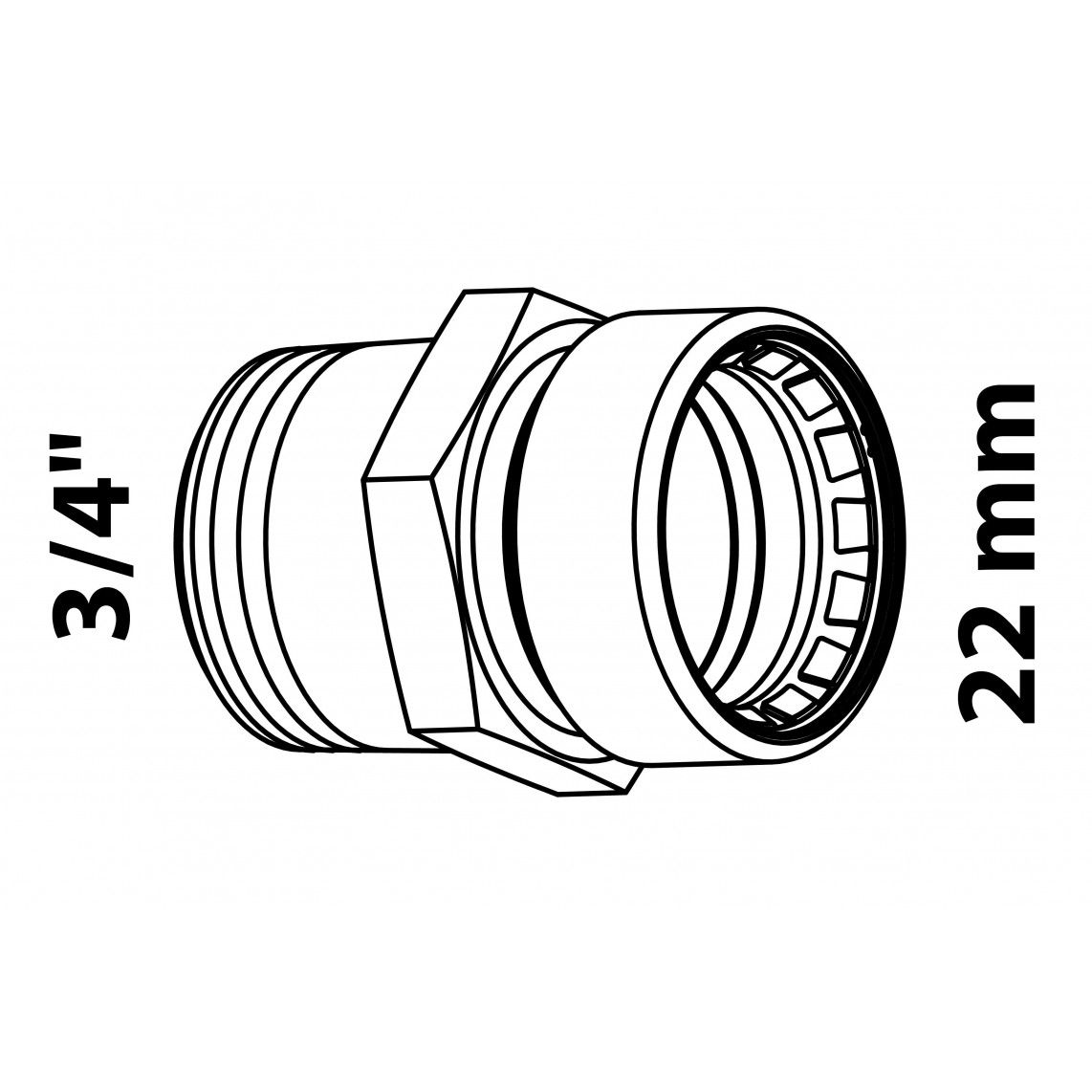 989476317 LT Mamelon de transition, vierge, 22 mm x 3/4" M, 1 manchon, (S243g) vue 2