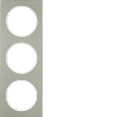Plaque de recouvrement 3 postes Berker R.3 Inox / Blanc polaire