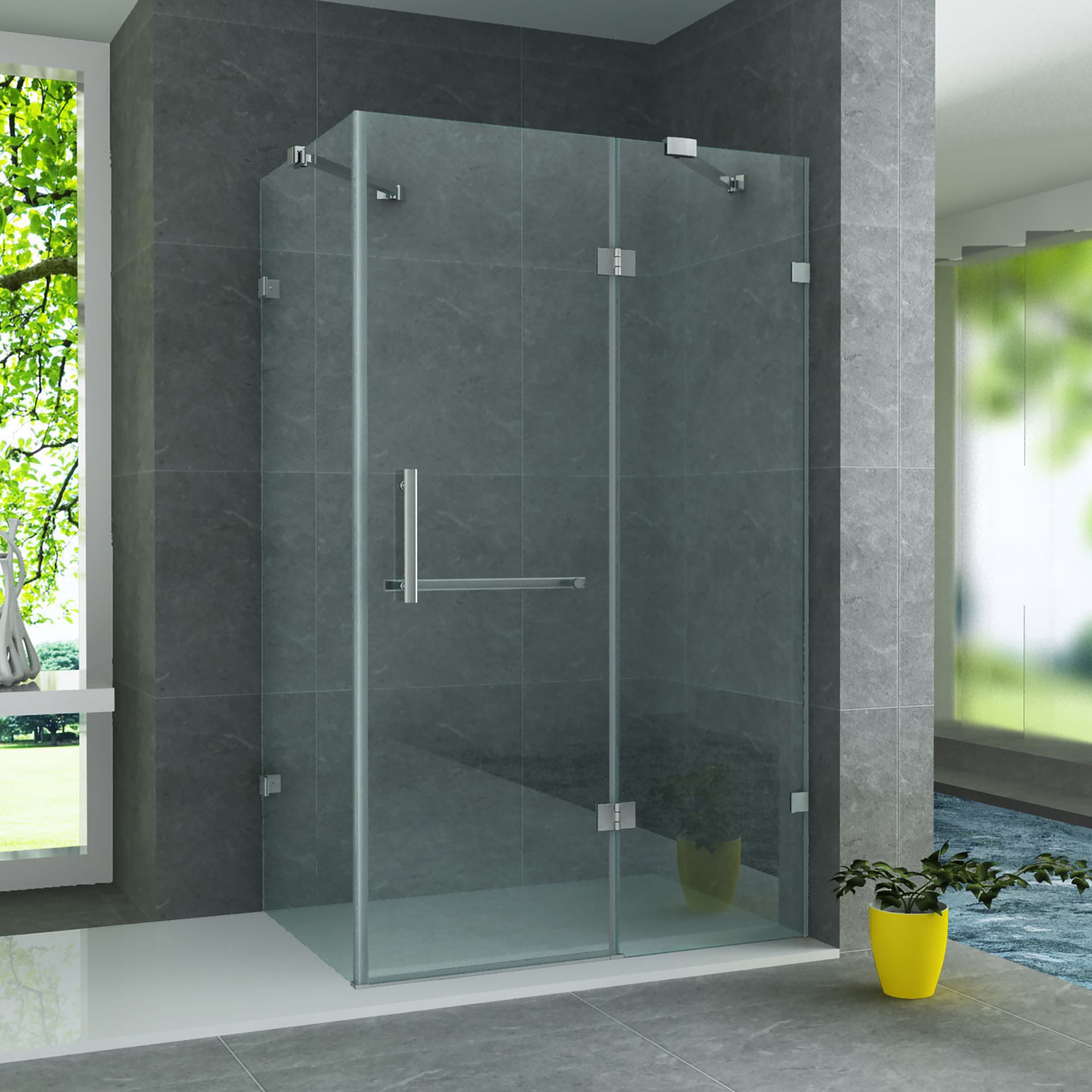 ALONI CABINE DE DOUCHE – PORTE PIVOTANTE ET PAROI LATÉRALE - 900X1200X1950MM - CHROME-VERRE CLAIR vue 2