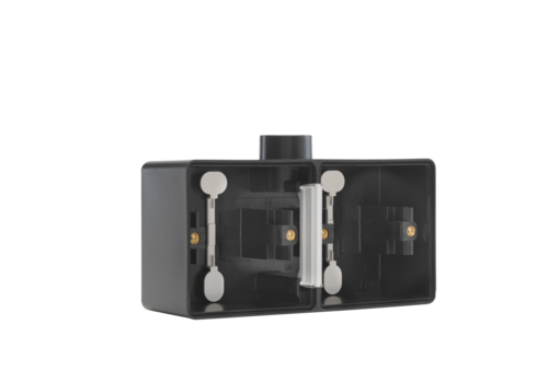 Boîte en saillie double horizontal étanche aux projections d'eau avec une entrée M20 pour deux fonctions, couleur noir
