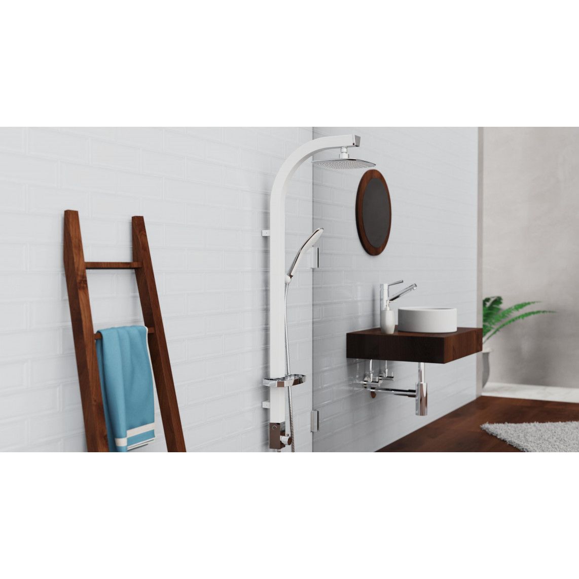 60065 MADAGASKAR Regendouche set, wit/chroom vue 5