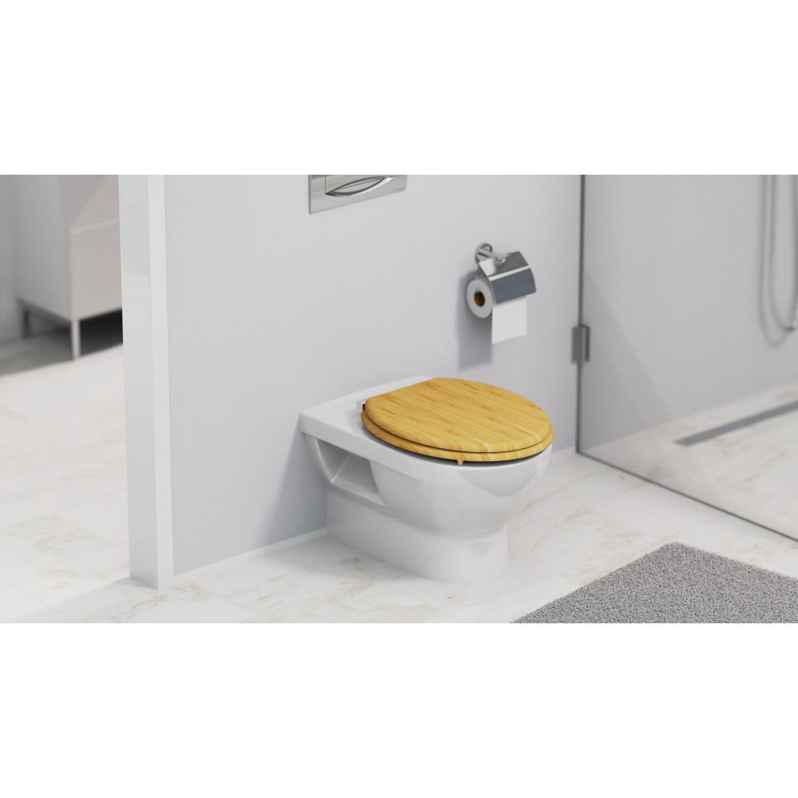 81101 Toilet seat NATURAL BAMBOO, Bamboo, with soft close vue 11