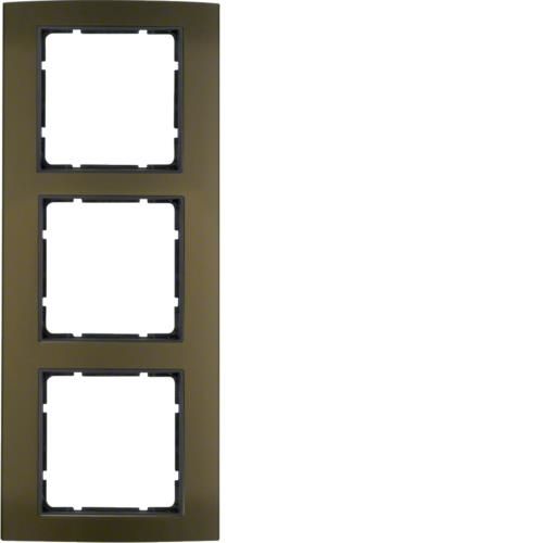 Plaque de recouvrement 3 postes Berker B.3 Alu, Marron / Anthracite