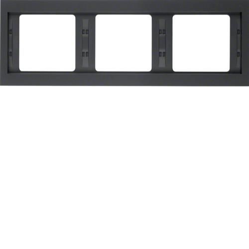 Plaque de recouvrement 3 postes pour montage horizontal Berker K.1 Anthracite, mat