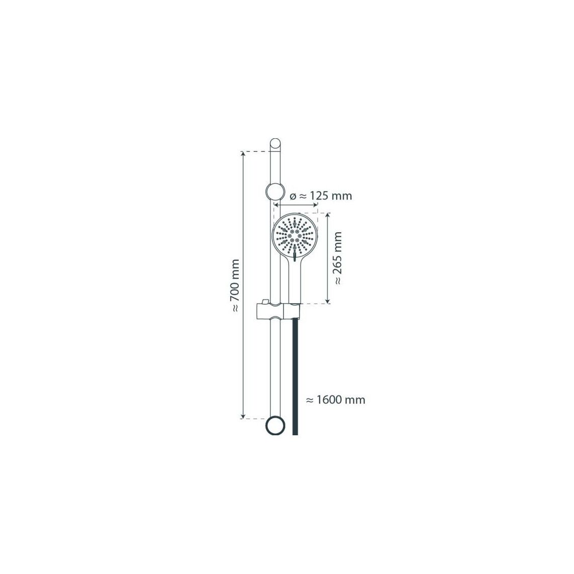 64841 Shower rail set, chrome, for glueing vue 2
