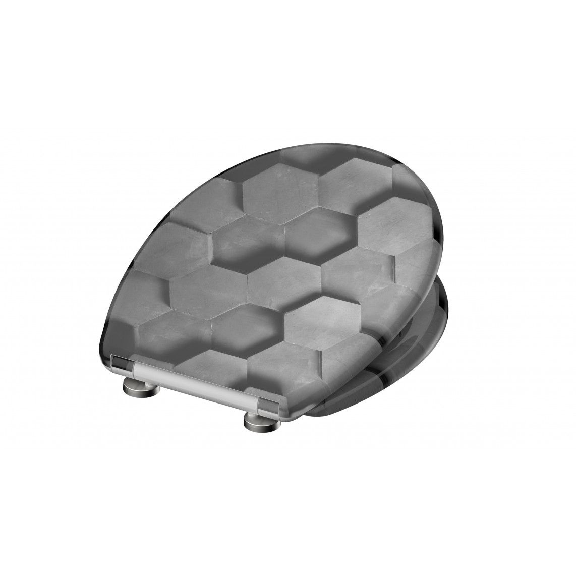 82392 Duroplast WC-zitting GREY HEXAGONS, met valrem en afneembaar vue 5