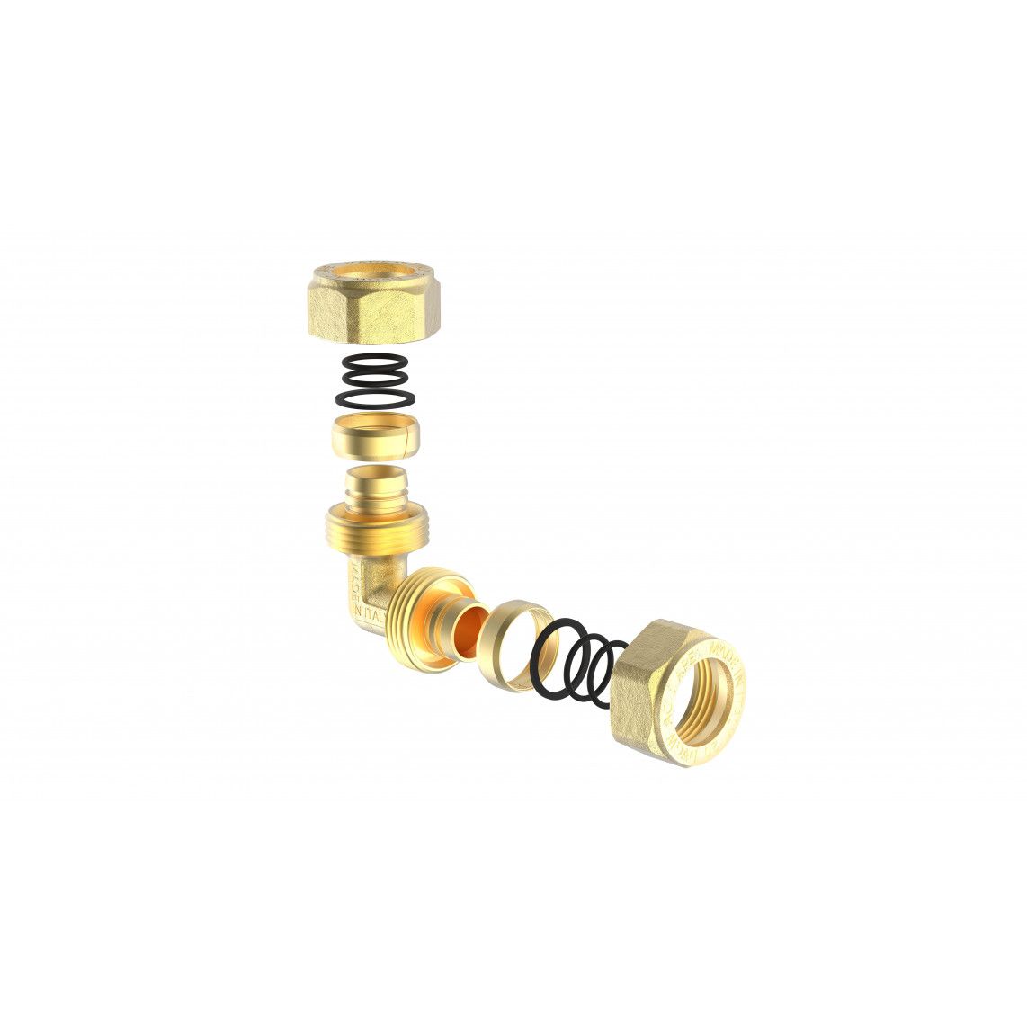 988906255 Connection angle 90°, brass, 20 mm, clamp fitting for multilayer pipe vue 3