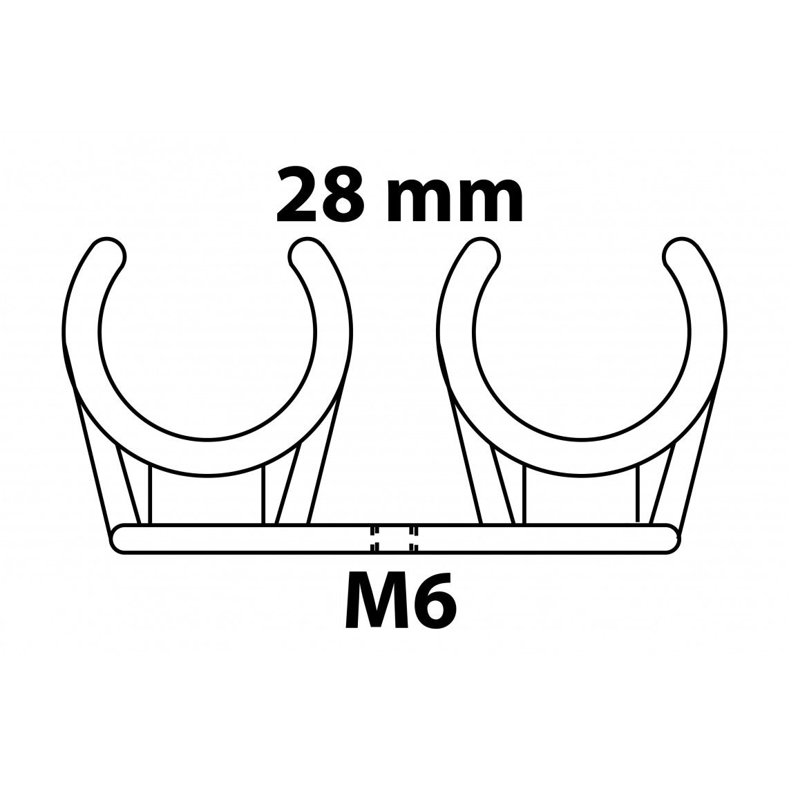 989189255 Pipe clip double, 28 mm, with M6 threaded sleeve vue 2