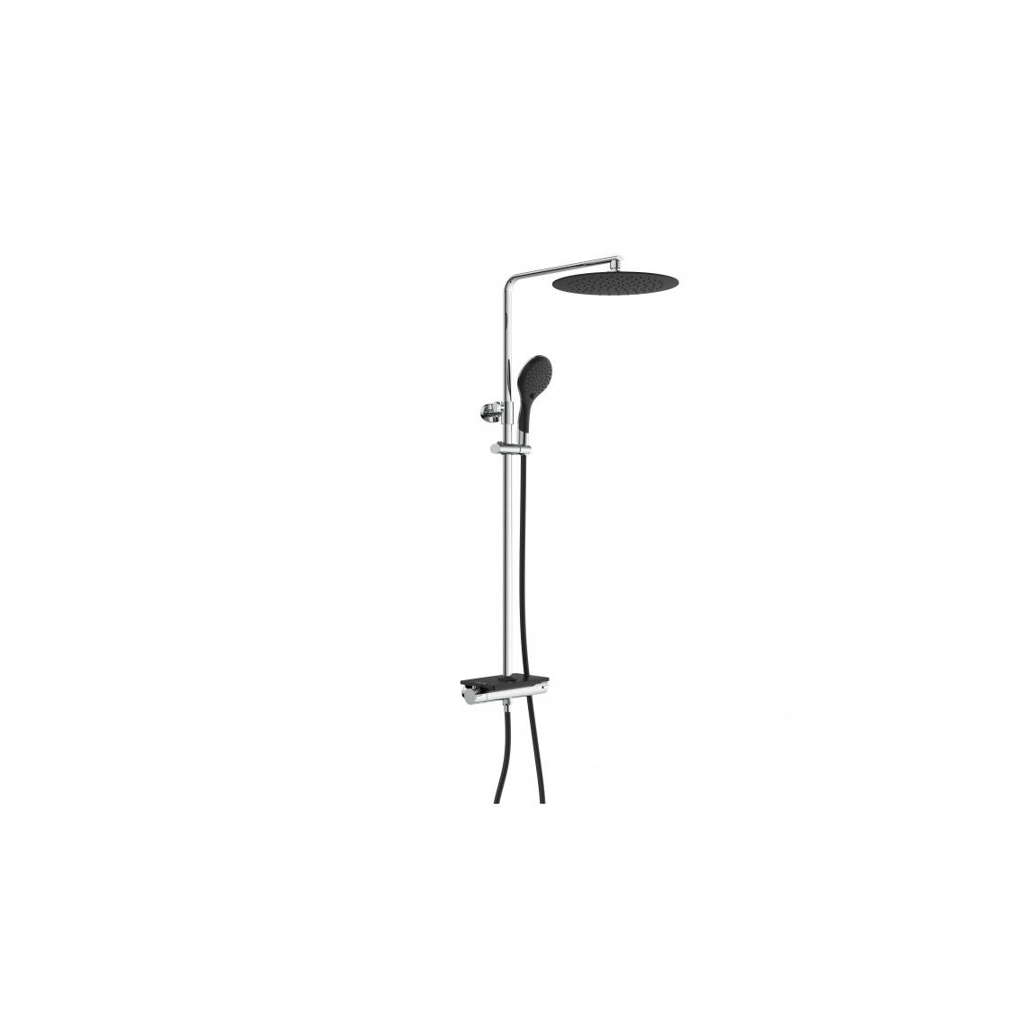 DX1103CST GRANDE VITA Overhead shower set, black, with thermostatic mixer vue 2