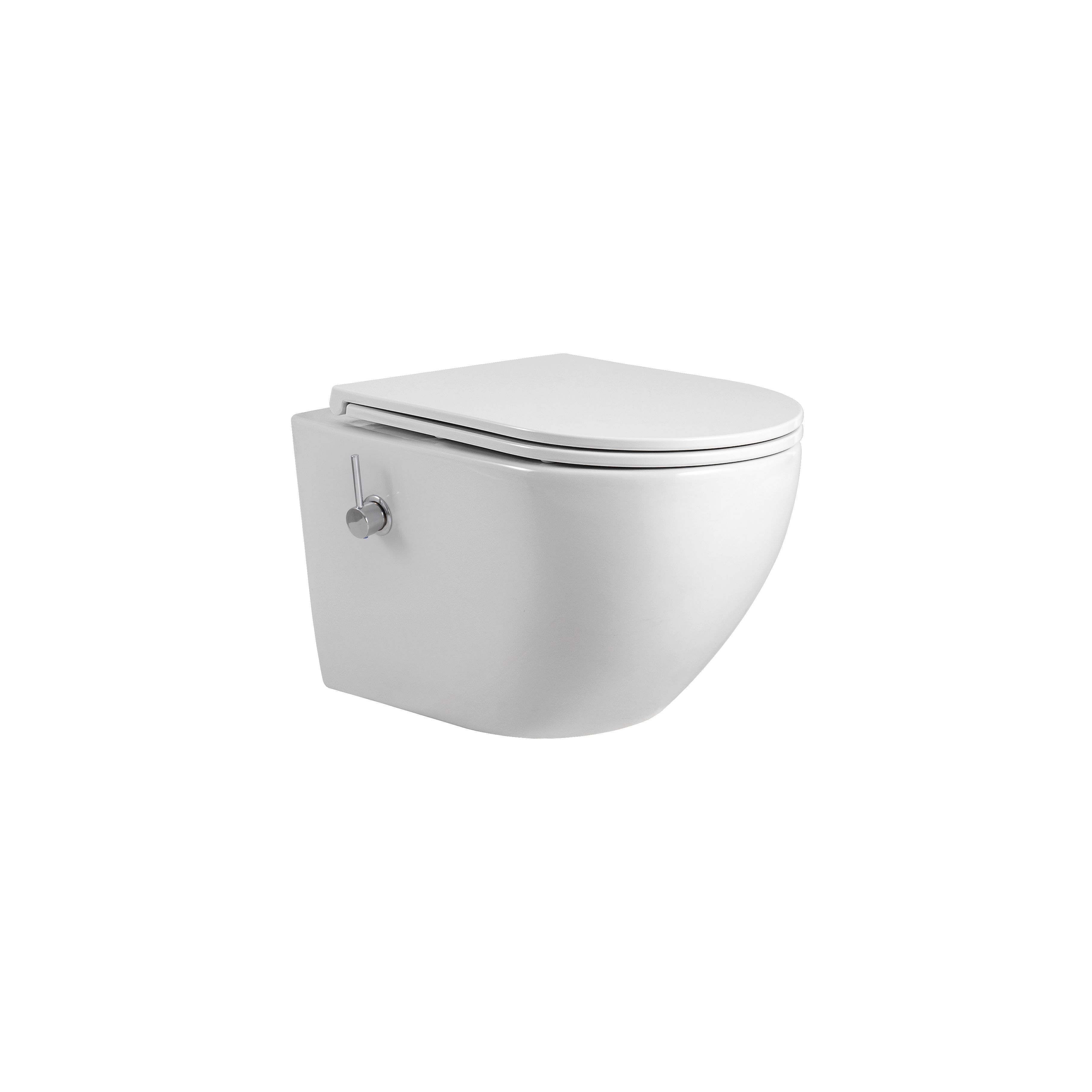 ALONI PRO HANGTOILET MET BIDET - RANDLOOS - MET BIDETKRAAN KOUD EN WARM WATER - MET ZITTING - 52,5CM - GLANZEND WIT vue 2