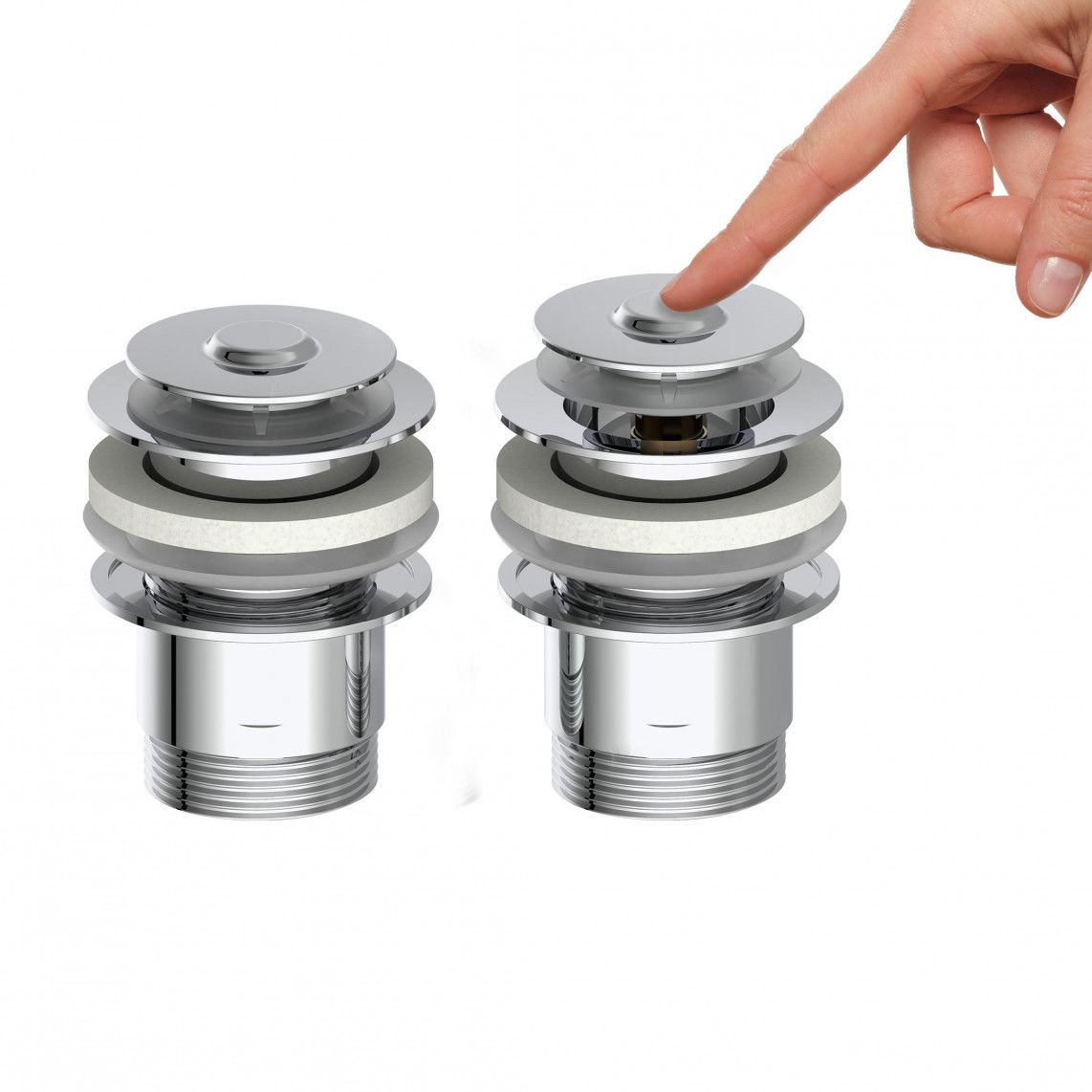 98807320 DAV-2WK Drain valve, chrome, 1 1/4" x 65 mm, with overflow vue 6