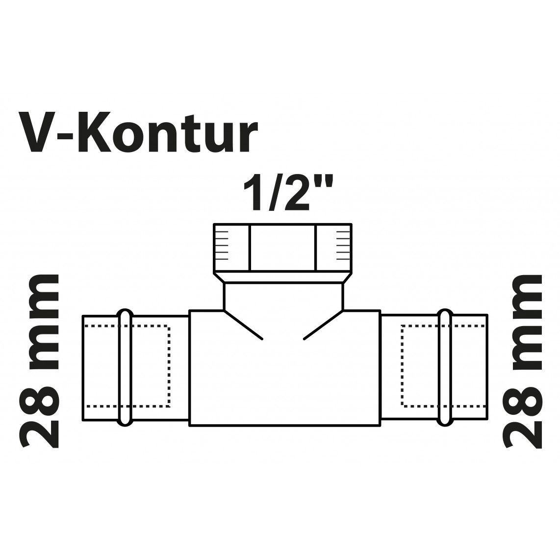 988625654 BR T-stuk, blanco, 28 mm x 1/2"BI x 28 mm, 2 mofen, (P4130g) vue 2