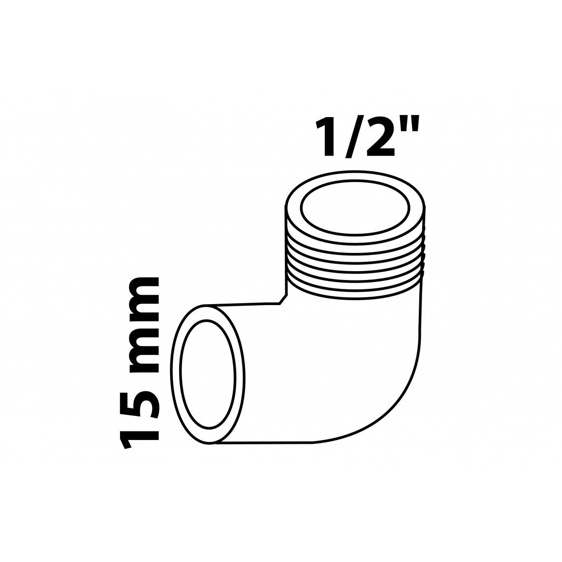 989211055 Transition angle 90°, red brass, 15 mm x 1/2" male, 1 socket vue 2