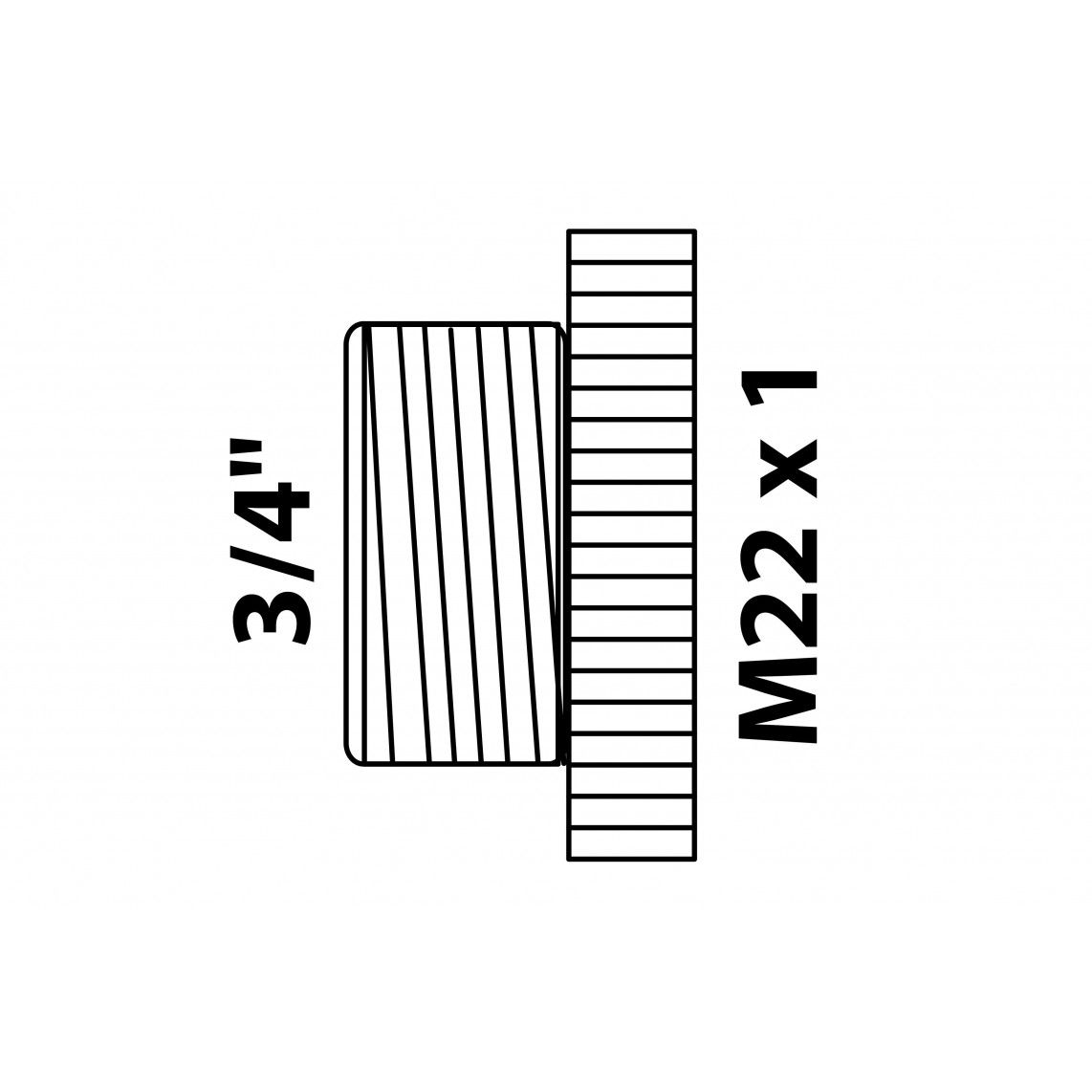 989326155 Transition piece, brass, chrome, 3/4" male x M22 female vue 2