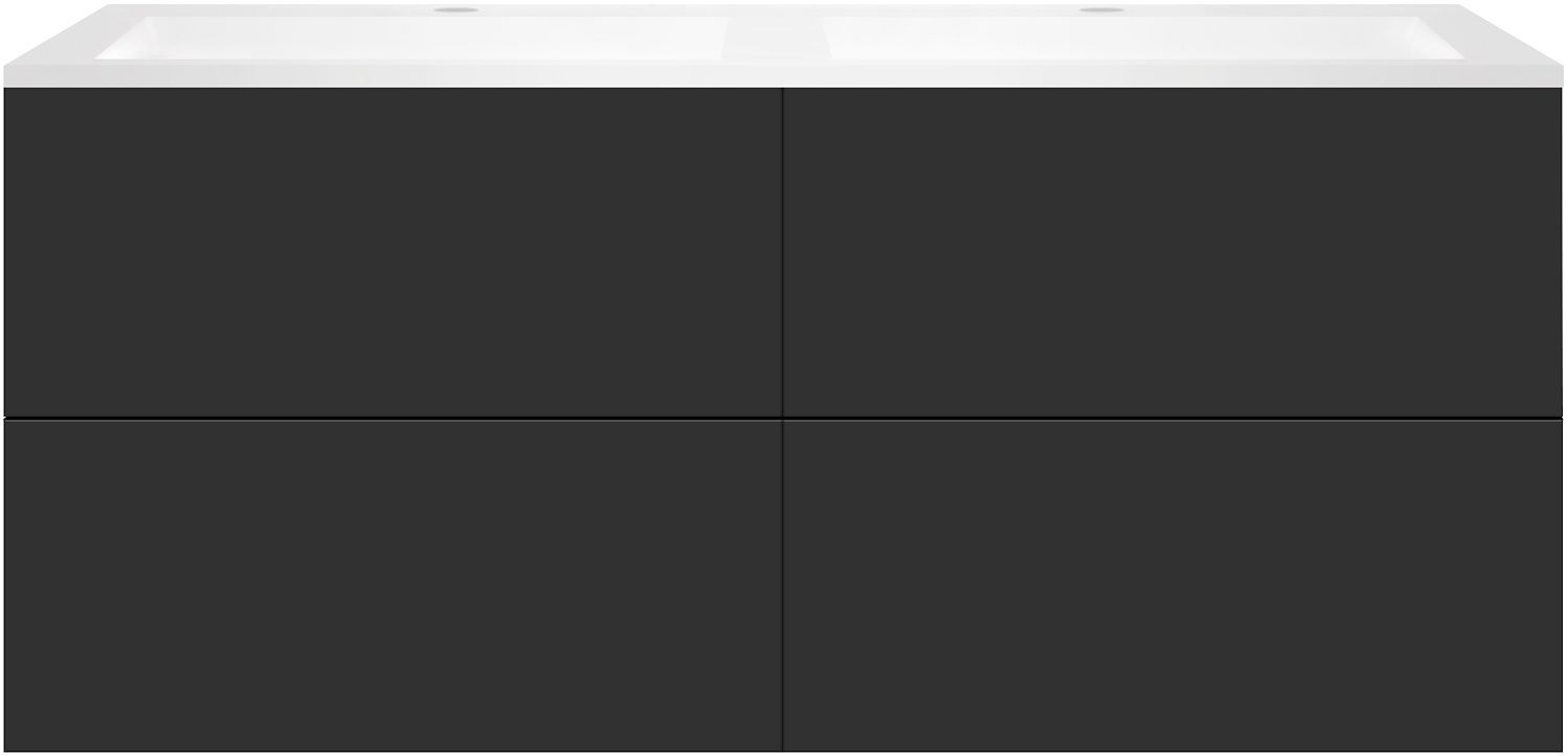 ONDERBOUW COFFEE 4 LADES 140 DUO GRAFIET ZACHT MAT +DUBBELE WASTAFEL KUNSTMARMER MAT WIT vue 1