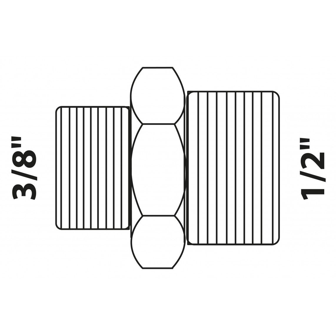 988952213 BR dubbele verloopnippel, blanco, 1/2"BU x 3/8"BU, (3245), vue 2