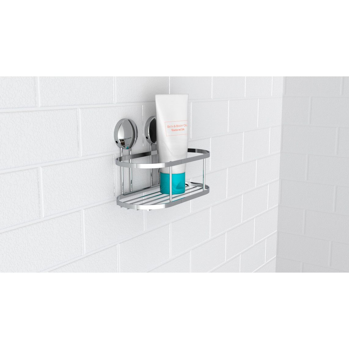 BA0202 Douche wandplanchet, chroom, om te lijmen of schroeven vue 3