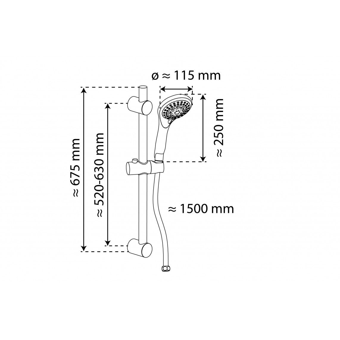 DX6051CSB WELLY Shower rail set, chrome vue 7