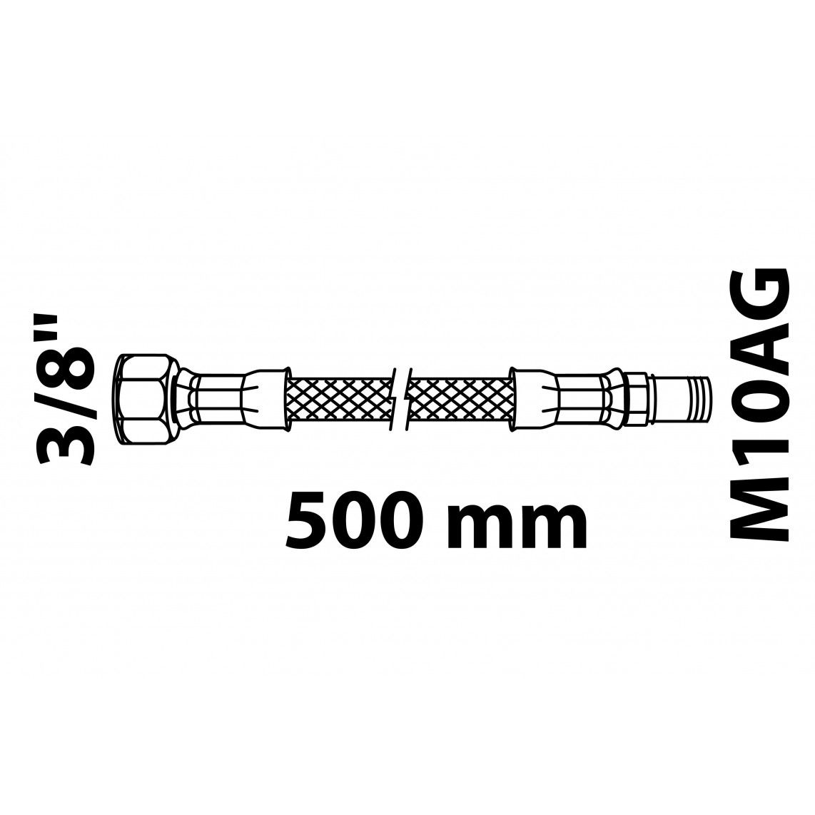 986266348 Flexaansluitslang 500 mm, mat zwart, 3/8"BI x M10AG vue 2