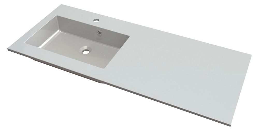 Van Marcke Don Tablette 1LAVABO Marbre Artificiel 1200×500×15MM Gauche Blanc