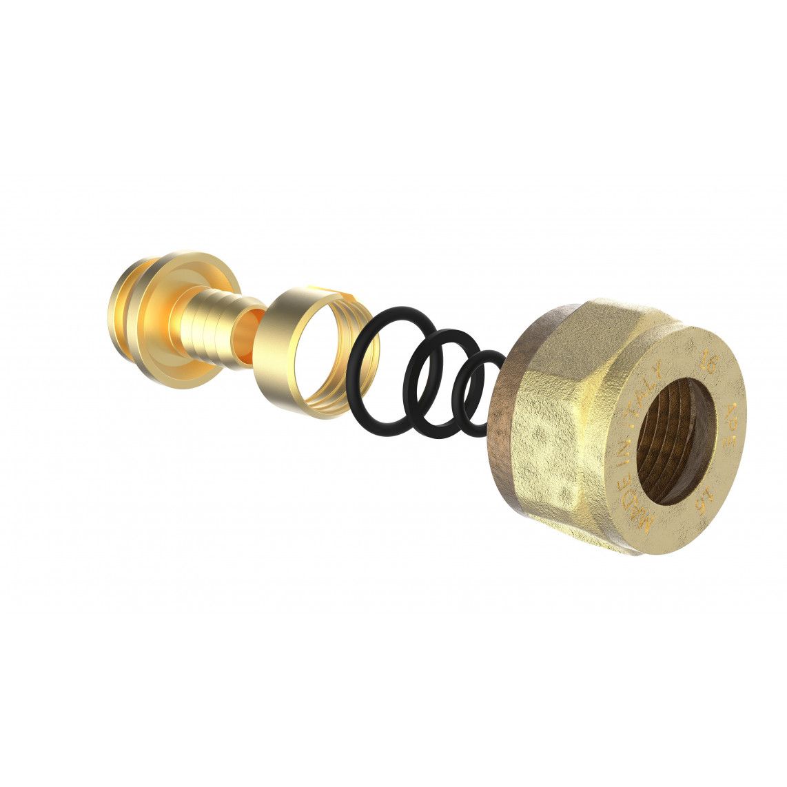 988917155 Screw connection, brass, 16 mm x 1/2" female, clamp fitting for multilayer pipe vue 3