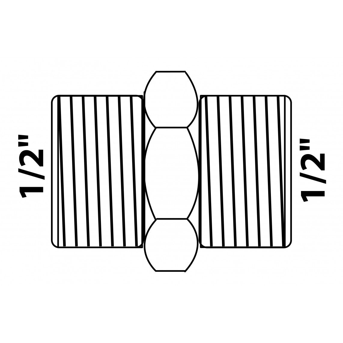 989342155 Hexagon double nipple, brass, chrome, 1/2" male vue 2