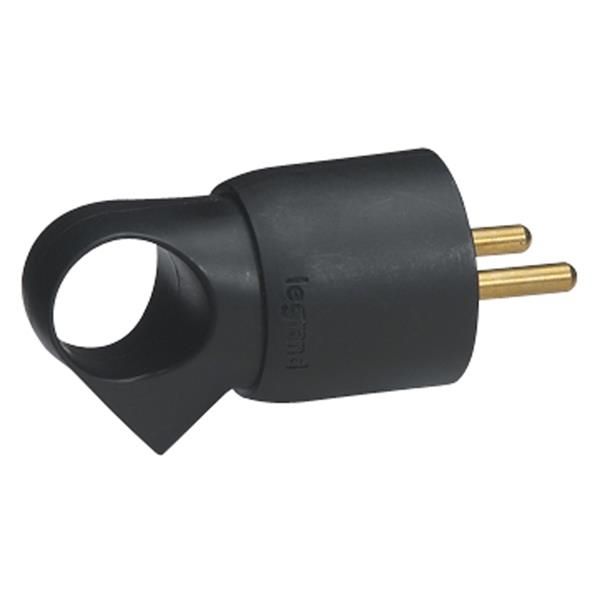 Fiche 2 pôles + T + anneau 16A Noir