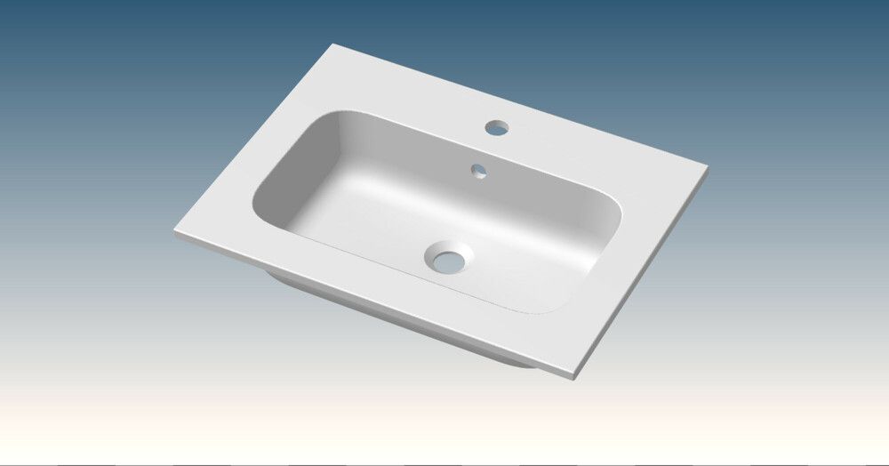 Van Marcke Paco Tablette Avec 1LAVABO Intégré 1 Trou 600×15×460MM Blanc Mat