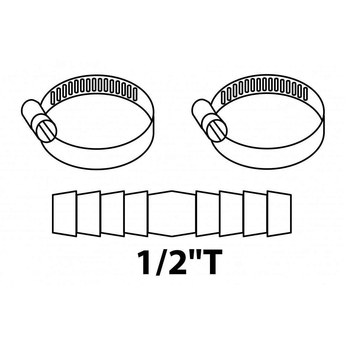 987381148 MS slang verbindingsstuk, blanco, 1/2", met 2x slangklem vue 2