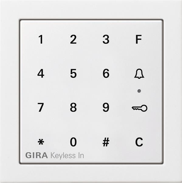 Clavier à code Gira Keyless In Blanc brillant Gira F100 - clavier à code comme système de contrôle