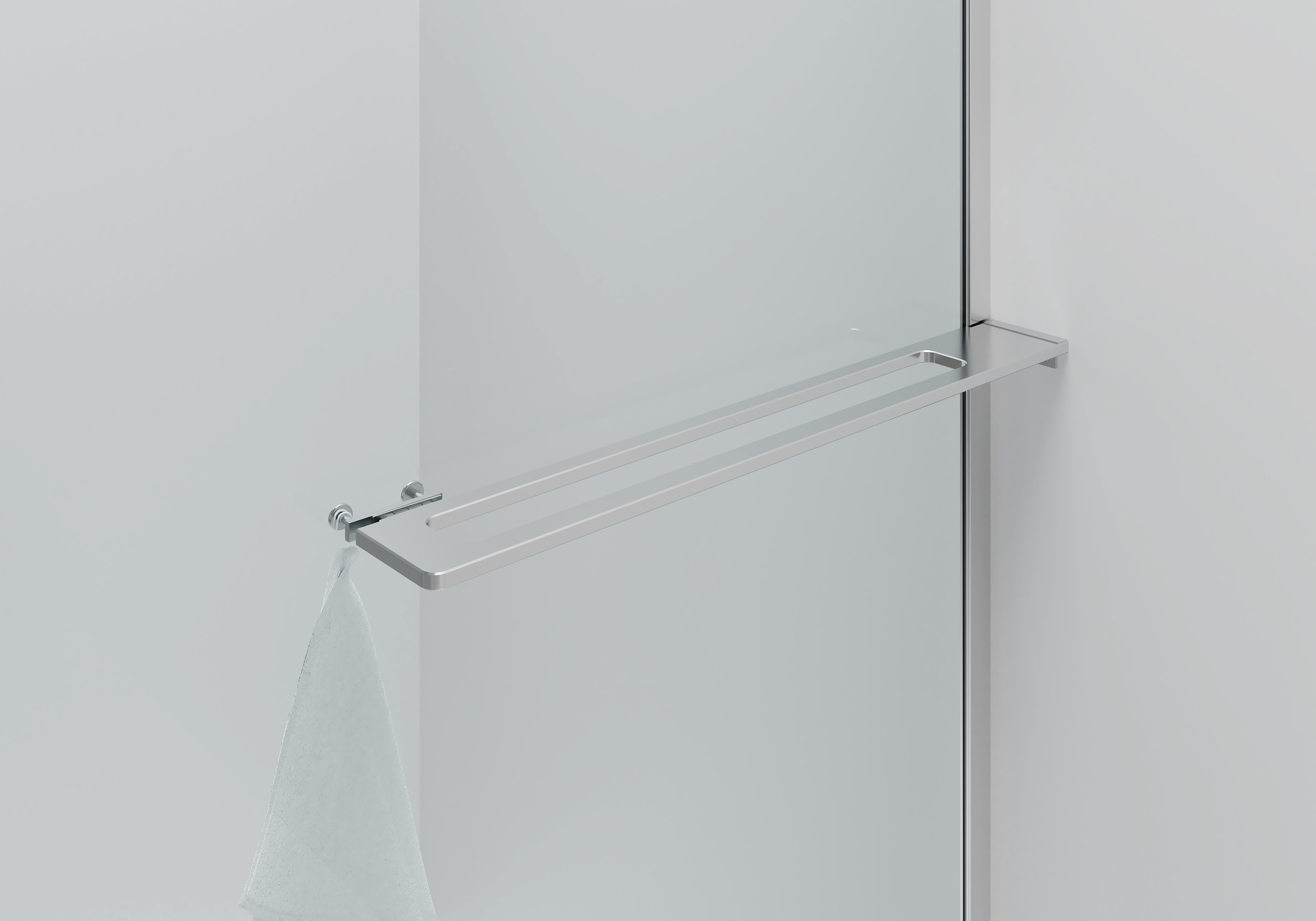 CURVY DOUCHE À L'ITALIENNE AVEC PORTE-SERVIETTE - COURBÉE - TRAITEMENT ANTI-CALCAIRE - RÉVERSIBLE - VERRE DE SÉCURITÉ 8MM - 100X200CM - CHROME - VERRE CLAIR vue 2