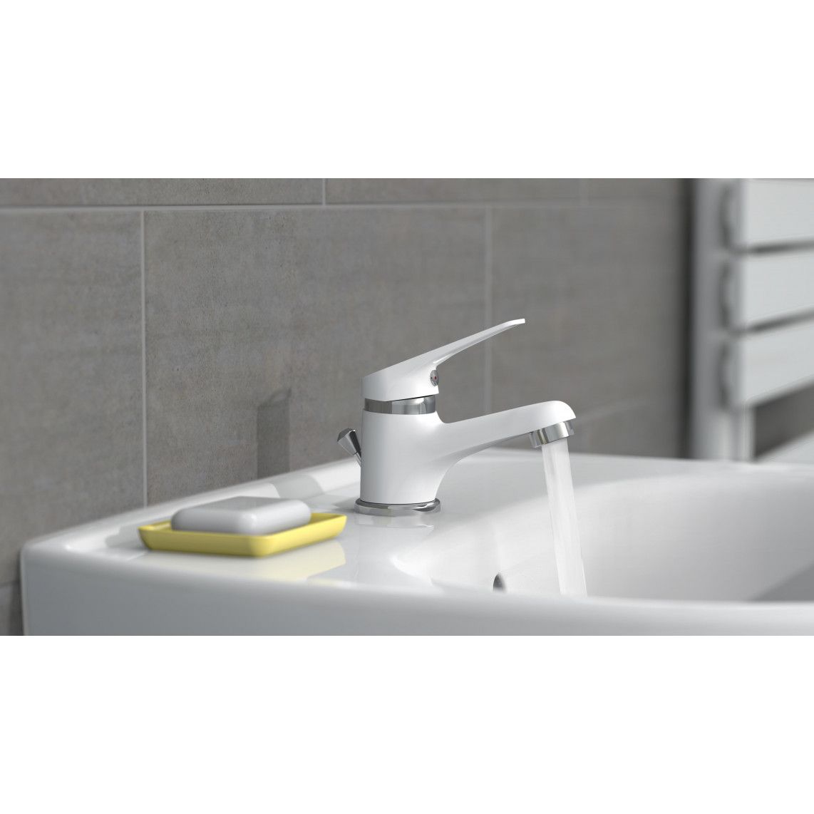 NI075SCR-W SPEED Wash basin mixer, white/ chrome vue 4