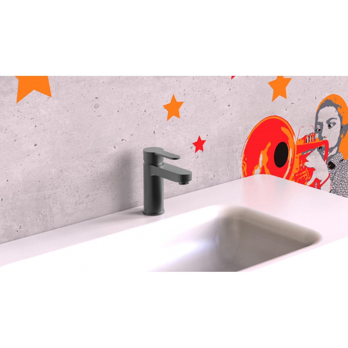 34212 ELEPHANT Wash basin mixer, graphite matt vue 10