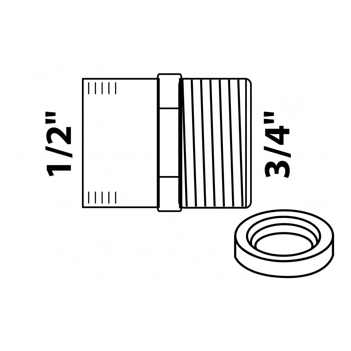 989320155 messing verloopstuk, chroom, 3/4"BU x 1/2"BI vue 2