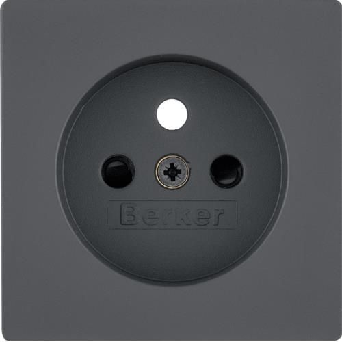 Sets de finition pour prise de courant avec terre Berker Q.1 / Q.3 Anthracite, Velours