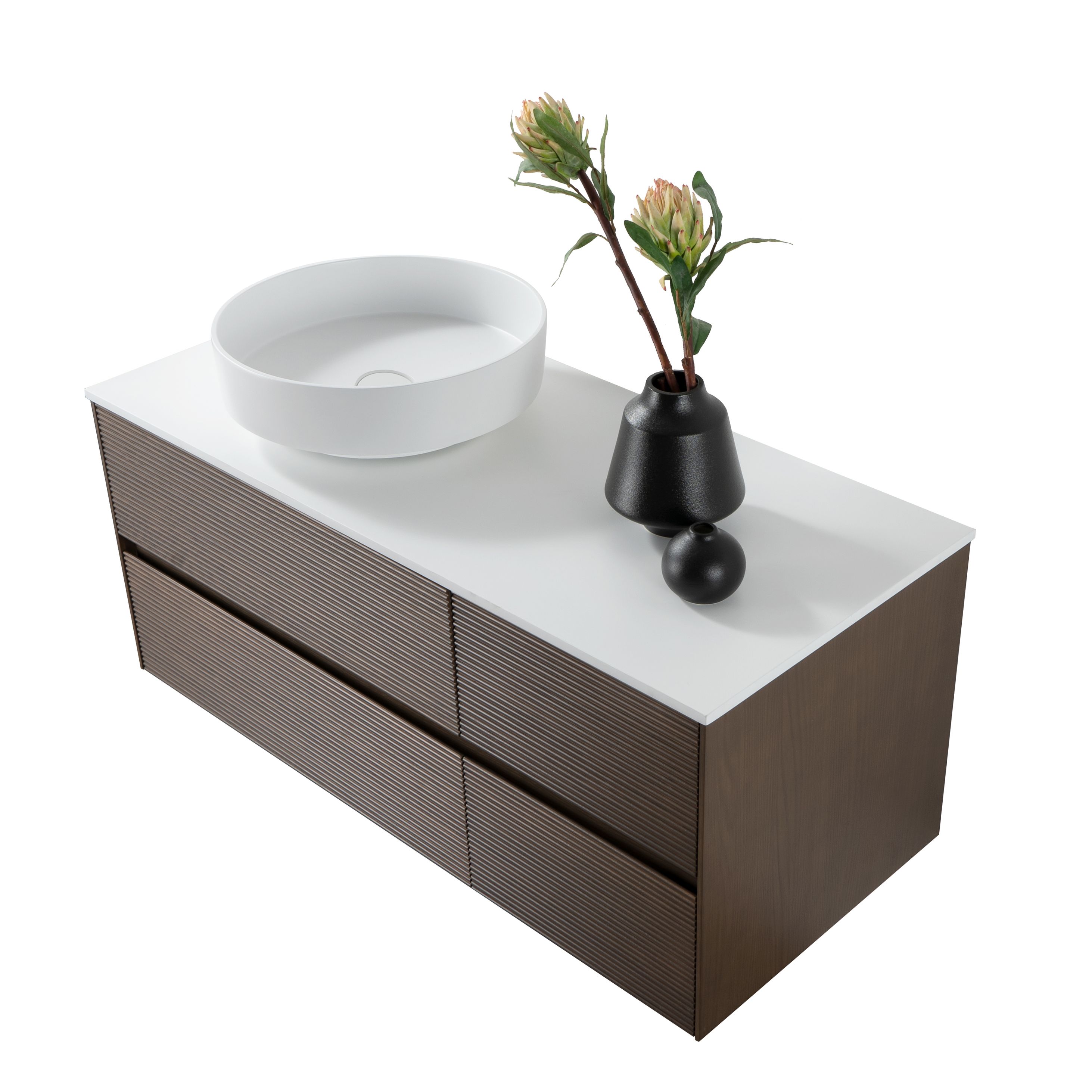 WONDA TABLET VOOR WASTAFELONDERKAST - ZONDER KRAAN- EN AFVOERGAT - KUNSTMARMER - 120X1,2X52,5 CM - MAT WIT vue 3