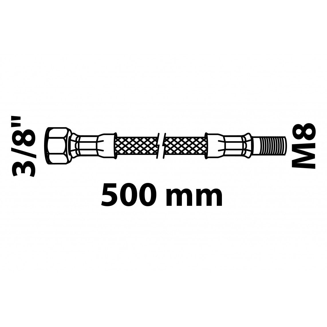 98628048 Flexaansluitslang 500 mm, 3/8"BI x M8AG vue 2