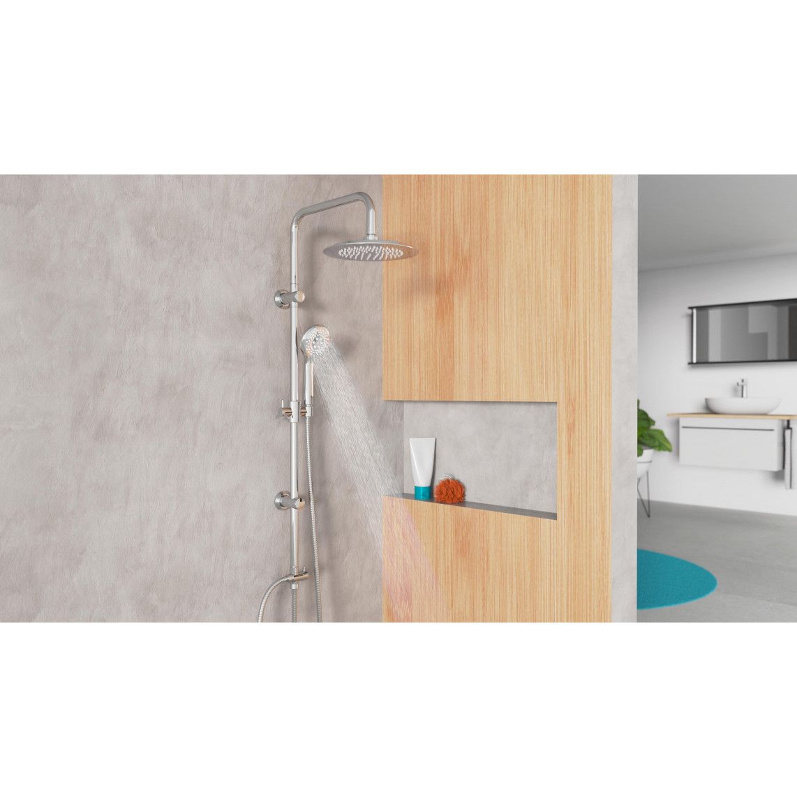 DX12009 Overhead shower set, chrome, for glueing vue 7