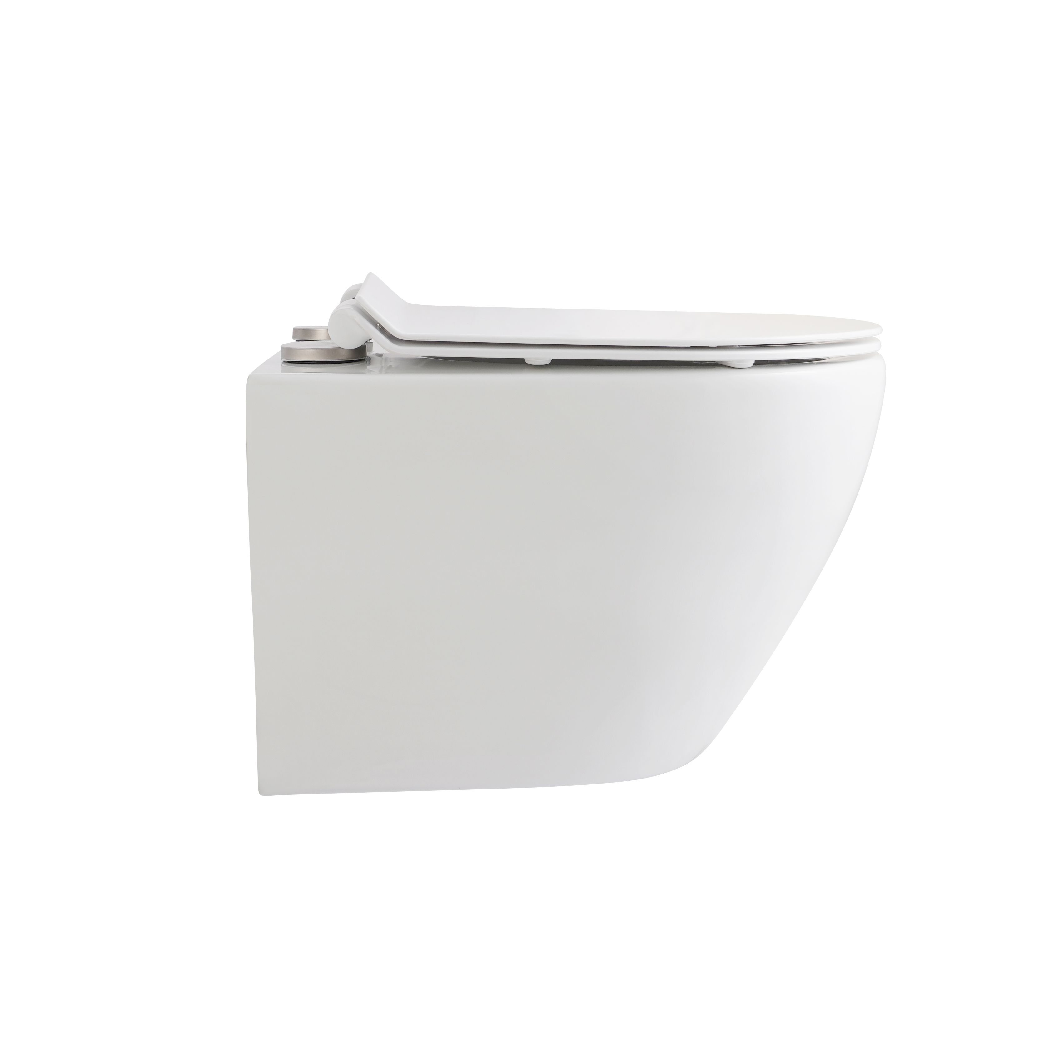 ALONI ECO WC SUSPENDU – SANS BRIDE – AVEC ABATTANT – DUROPLAST – SOFT CLOSE – QUICK RELEASE – COMPACT 49 CM – 36X36X49 CM – BLANC BRILLANT vue 3