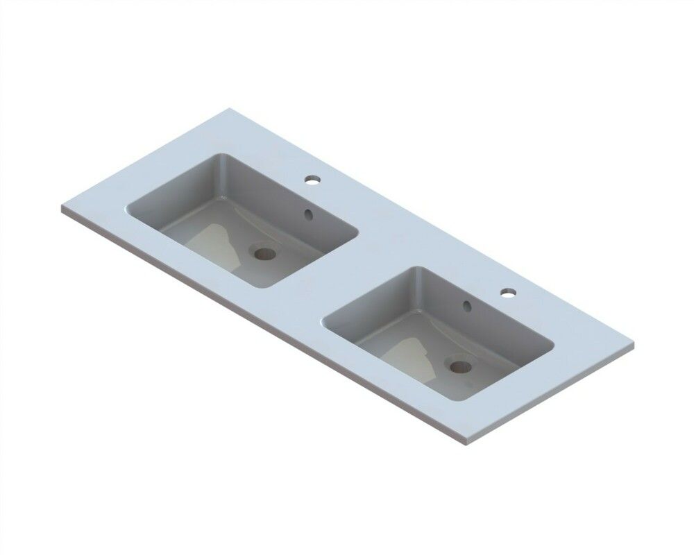 Intro Taz Tablette Intégrée Marbre Minéral Avec 2LAVABOS 1200×500MM Blanc