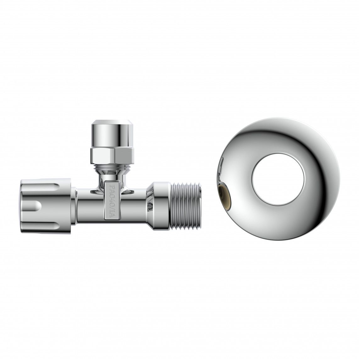 98480410 hoekstopkraan, 1/2"BU x 3/8"BU x 10 mmQ, met Duwrozet vue 3