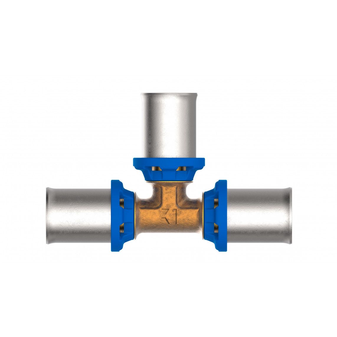 988717155 Tee piece, brass, 16 mm, press fitting for multilayer pipe vue 2