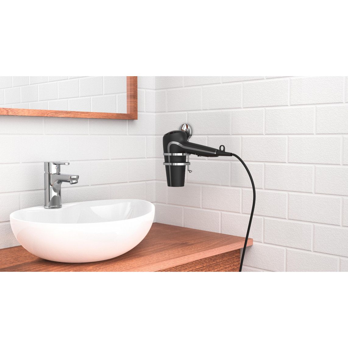 BA0201 Hairdryer holder, chrome, for screwing and glueing vue 2