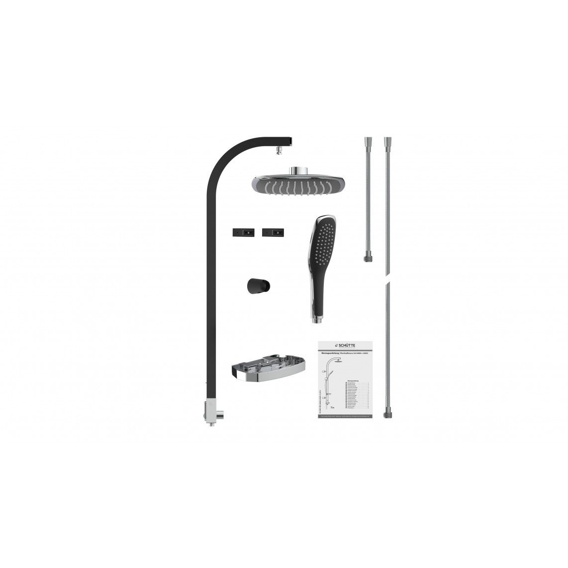 60060 MADAGASKAR Overhead shower set, black matt/chrome vue 4