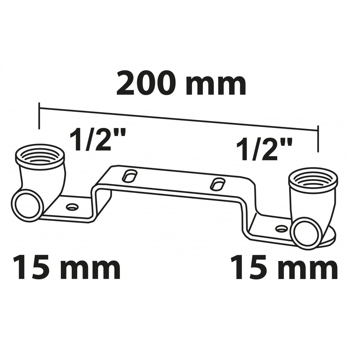 989122755 BR montage eenheid, blanco, 15 mm x 1/2"BI, HOH afstand 200 mm, 1 mof (4976g) vue 2