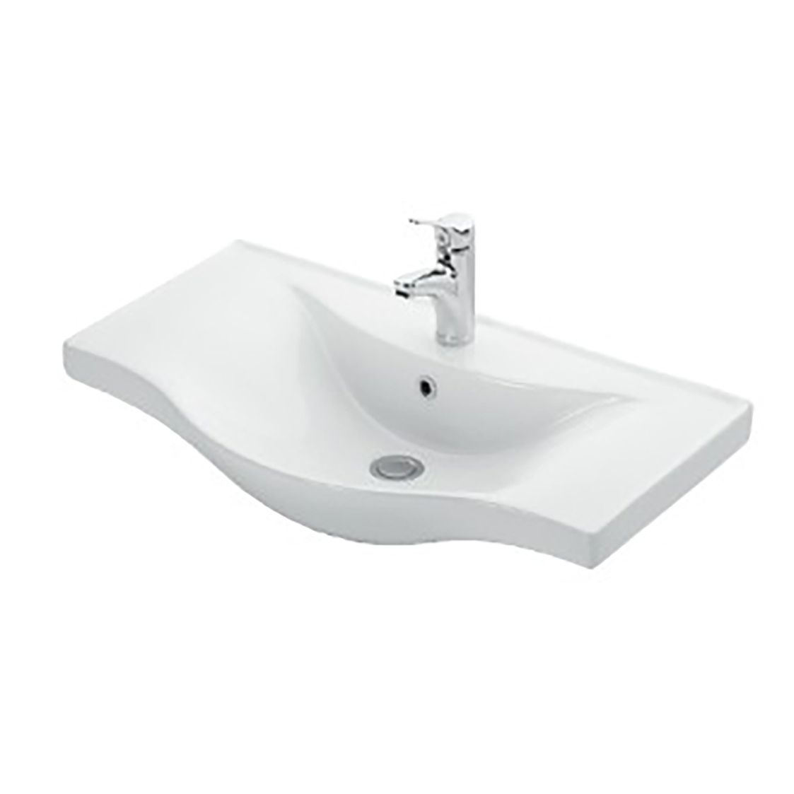 Aleco Lavabo – 1 Vasque – Avec Trop-plein – 1 Trou Robinet – Céramique – 80×4X45,5 CM – Blanc Brillant