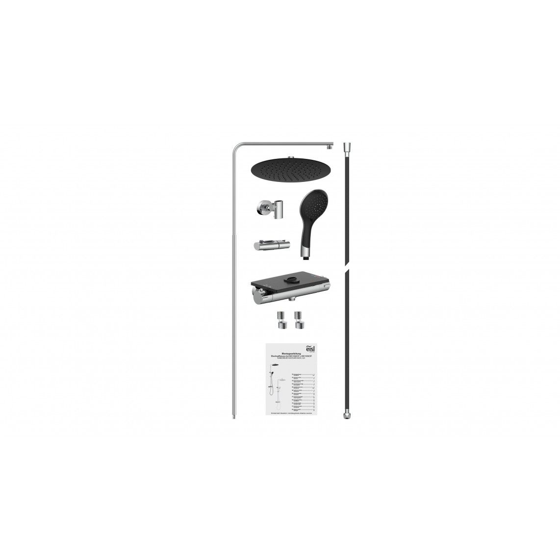DX1103CST GRANDE VITA Overhead shower set, black, with thermostatic mixer vue 5