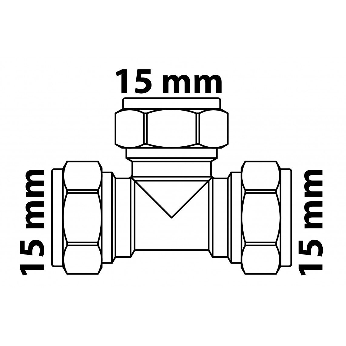 989453217 MS T-stuk, blanco, 15 mm, knelfitting voor koperen buis vue 5