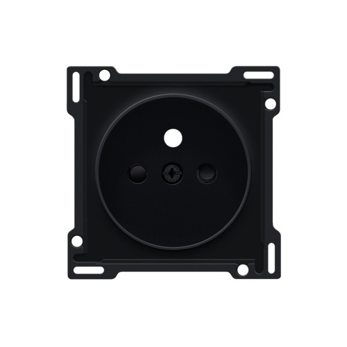 Set de finition pour prise de courant avec broche de terre et obturateurs de protection, pour Niko Rocker et Niko Toggle, black coated