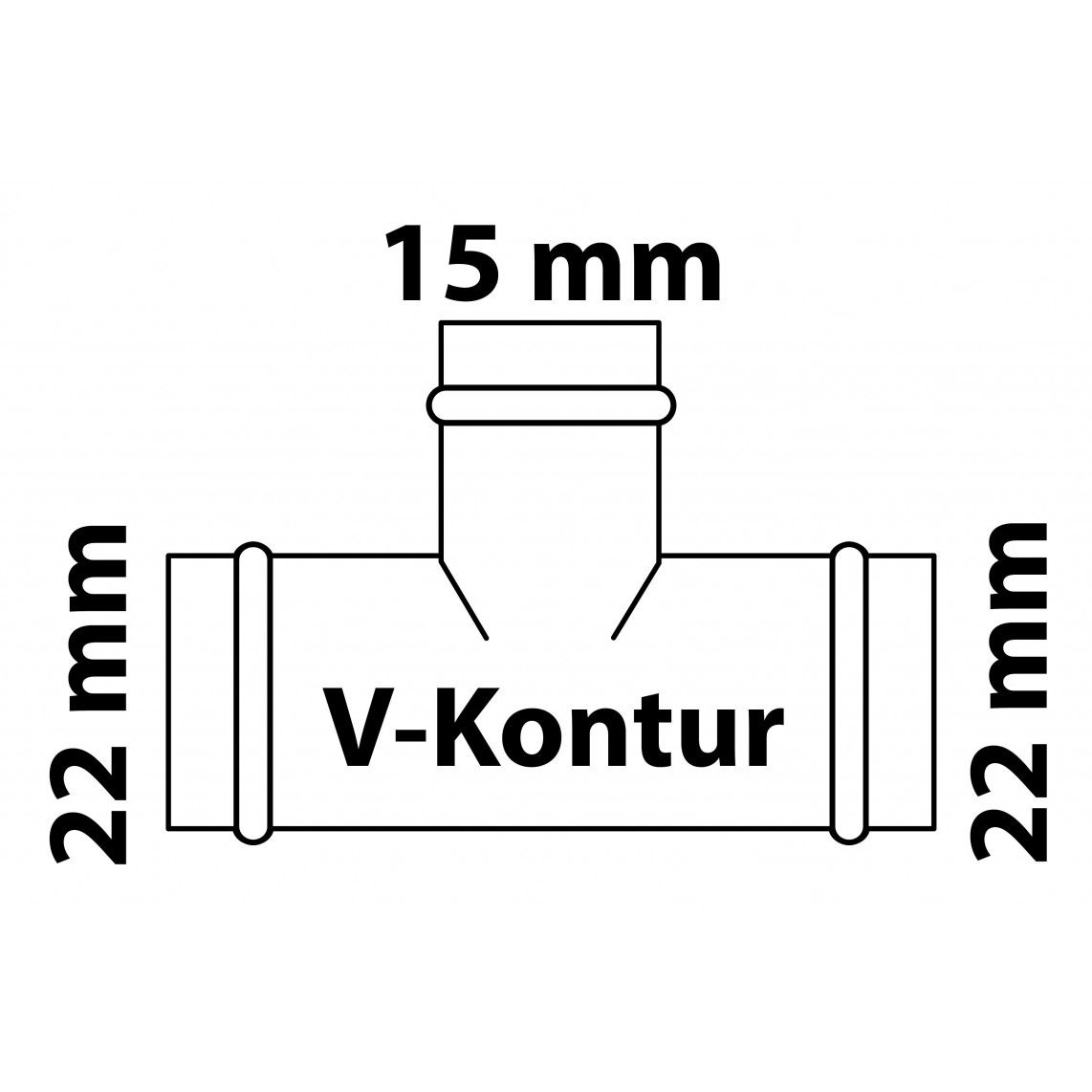 988618654 CU verloop T-stuk, blanco, 22 mm x 15 mm x 22 mm, 3 mofen, (P5130), vue 2